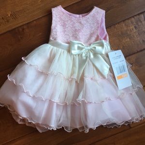 Rare editions blush and cream dress